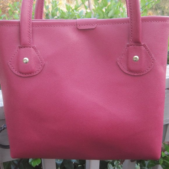 Raspberry Leather Handbag Tote - Picture 5 of 5